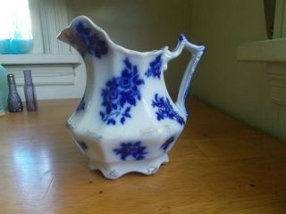 1890s Flow Blue W.  H.  Grindley Staffordshire 6 " Footed Creamer Pitcher