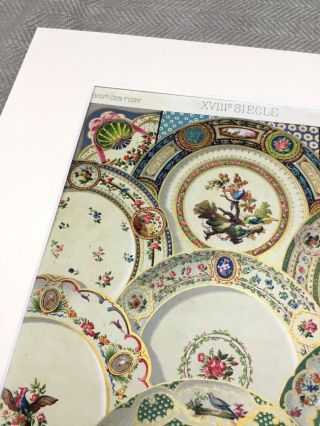 Antique Chromolithograph Print 18th Century Sevres Porcelain French 3