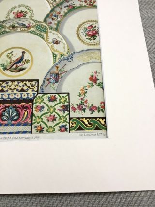 Antique Chromolithograph Print 18th Century Sevres Porcelain French 6