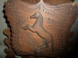 Antique Americana Folk Art Carved Wood Horse Wall Hanging Shelf 19th Century