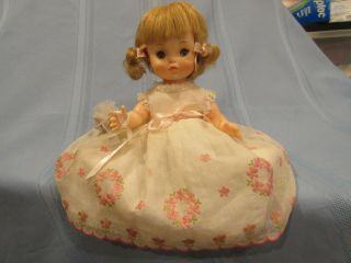 Vintage Effanbee Doll 1966 Punkin Flower Girl Fully Dressed 11 1/2 " Sleep Eyes