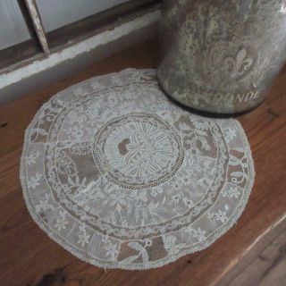 Antique Handmade French Normandy Lace Table Doily 12 "