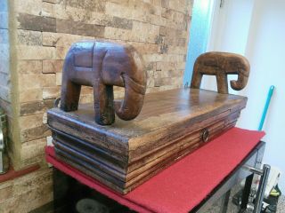 Vintage indian elephant wooden shelf unit 2