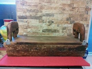 Vintage indian elephant wooden shelf unit 5