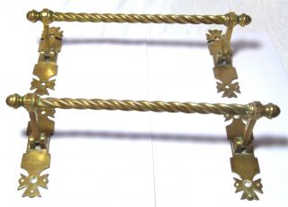 Pair Antique Gothic Style Arts&crafts Brass Folding Towel Rails/door Pull Handle