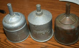 Antique 3 X Different Coleman Fuel Funnels