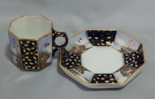 Antique German Porcelain Demitasse Cup and Saucer Set Octagonal Shape 2