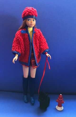 Vtg Barbie Sl Titian Skipper W/ Wooly Winner,  Wooly Pjs,  Platter Party - Exc,