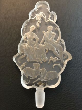 Antique LARGE Czech Glass Perfume Bottle Stopper Figural Couple DOGS 6 7/8 