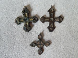 Ancient Vikings Bronze Cross Pendant 3 Psc.  Kievan Rus.