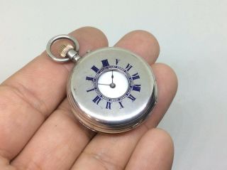 Antique Victorian Solid Silver Half Hunter Pocket Watch Albert Chain Fob