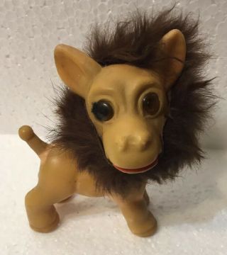 Vintage 1960s Troll Doll Lion Real Fur Made In Hong Kong