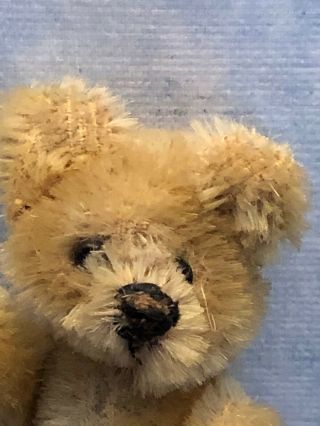 Antique Golden Mohair Miniature Teddy Bear with Jointed Arms & Legs 3 1/2 