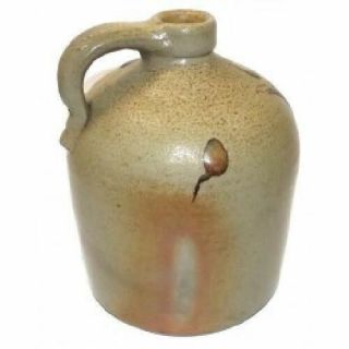 Antique E.  H.  Merrill Signed Gallon Stoneware Crock Whiskey Jug Glaze Globs