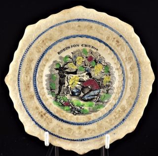 Antique Staffordshire Robinson Crusoe Plate - 5 3/4 "