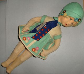 Vintage Creation Alma Felt Doll Made In Italy