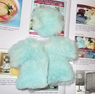 Vtg 8 " Vogue Ginny Doll Blue Bunny Fur Coat & Tam From Fitted Bridal Chest 1955