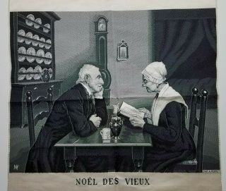 Antique Neyret Freres Woven Silk Stevengraph Noel Des Vieux After A.  Perret