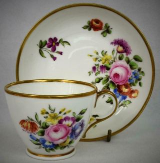 Antique Worcester G.  Grainger & Co Hand Painted Cup & Saucer 1839 - 1869