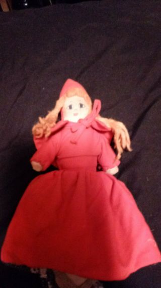 Vintage Cloth Doll Little Red Riding Hood Double Sided Flip Doll Grandma Wolf