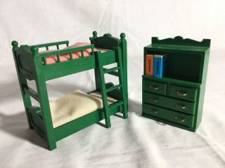 Calico Critters/sylvanian Families Vintage Bunk Beds With Dresser