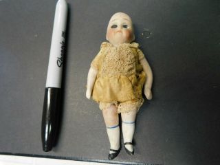 Vintage Dollhouse Miniature Porcelain Doll 4 " German? Parts To Fix Other Dolls