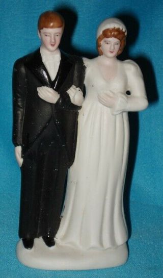 Vintage Occupied Japan Bride & Groom Bisque 5 " Wedding Cake Topper