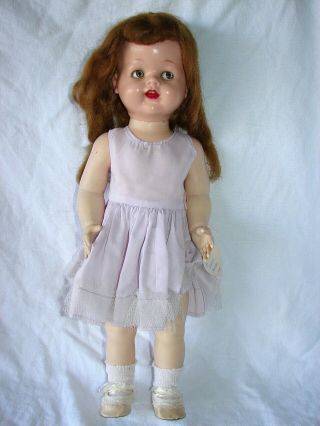 Vintage Doll 21 Inch Hard Plastic Ideal Toy Googly Eyes Saucy Walker Open Mouth