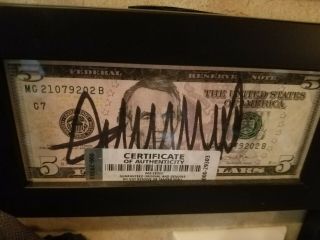 Donald Trump Autographed 5 Dollar Bill With