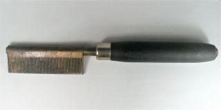 Antique Solid Brass Hot Iron Hair Straightening Comb W/black Wood Handle.