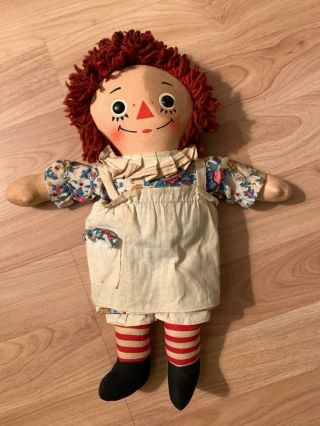 Vintage Raggedy Ann Plush Doll By Knickerbocker Musical Wind Up Heart On Chest