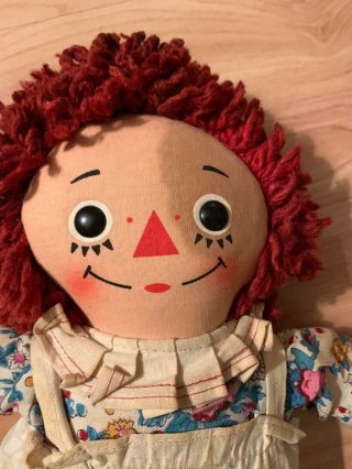 Vintage Raggedy Ann Plush Doll by Knickerbocker Musical Wind up Heart on Chest 2