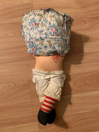 Vintage Raggedy Ann Plush Doll by Knickerbocker Musical Wind up Heart on Chest 3