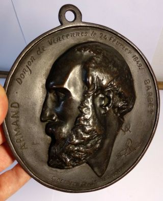Antique Bronze Medallion Plaque Armand Barbes By C Delpech London Vincennes 1849