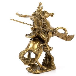 Chinese Ancient Hero Guan Gong Guan Yu ride on horse bronze statue 2