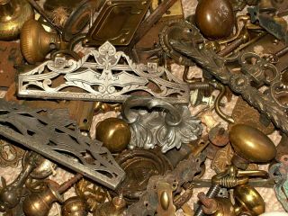 Vintage Antique Brass Fixtures Door/drawer Knobs Locks Handles Etc
