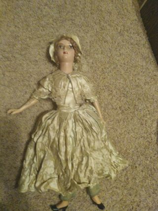 Antique 26 " Bed Boudoir Doll Cloth Body Dress