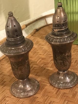 Vintage Crown Weighted Sterling Salt And Pepper Shakers