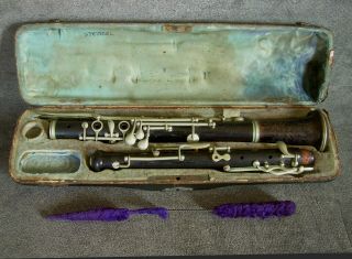 Antique Wood Oboe Rampone Milano Brevettato Italy Vintage Woodwind Instrument