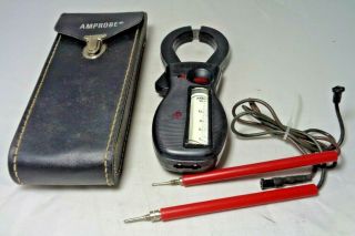 Vintage Amprobe Ultra Model Rs - 1007 Ultra Analog Clamp Meter With Case And Leads