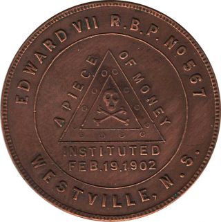 Masonic Penny Edward Vii Rbp No 567 Westville Ns Nova Scotia