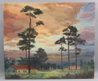Antique GEORGE CHAPMAN American Impressionist Dusk Landscape Oil Painting,  NR 2