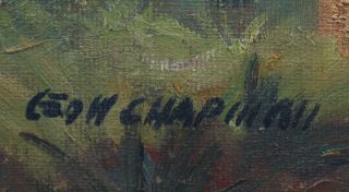 Antique GEORGE CHAPMAN American Impressionist Dusk Landscape Oil Painting,  NR 4