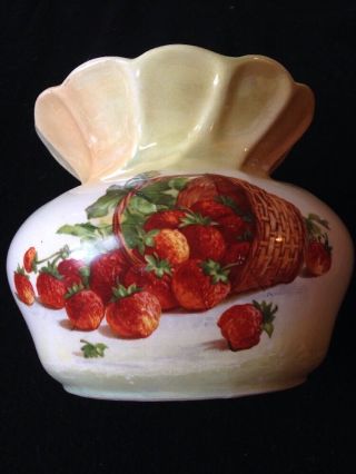 Antique German Bonn Franz Ant Mehlem Vase Strawberry Cherry Fruit