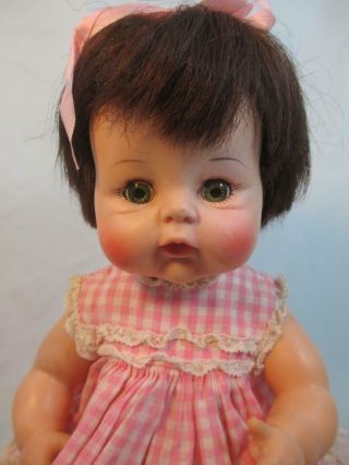 Vintage Madame Alexander Baby Doll Sweet Tears Brunette & Green Eyes 13.  5 "