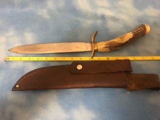 Vintage Heavy Duty Handmade Bowie Knife With Stag Handles