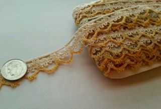 Antique Vtg Lace Trim Edging Pumpkin Sewing Yardage Doll Per 1 Yards Yard