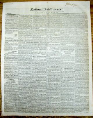 2 1844 Newspapers W Printing Of The Treaty For The Annexation Of Texas To The Us