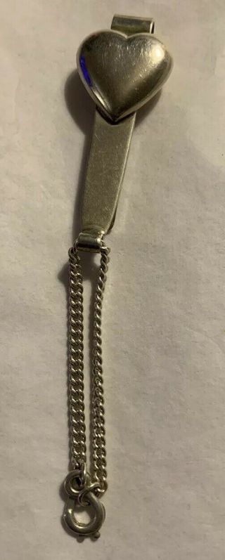 Tiffany & Co.  Antique Sterling Silver Heart Money Clip Keychain Key Ring
