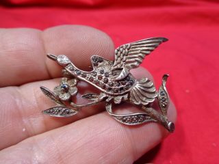 Estate Jewelry Antique Sterling Silver Brooch Pin Flying Goose Box - L